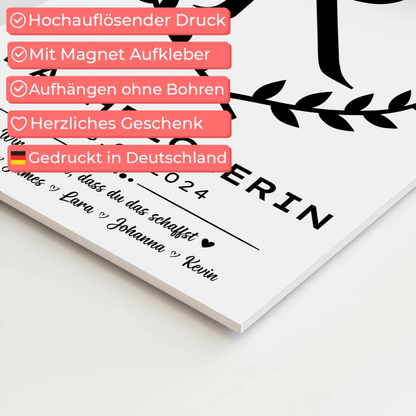 Geschenk Abschluss Ausbildung Dachdeckerin Fotoboard Magnet Poster