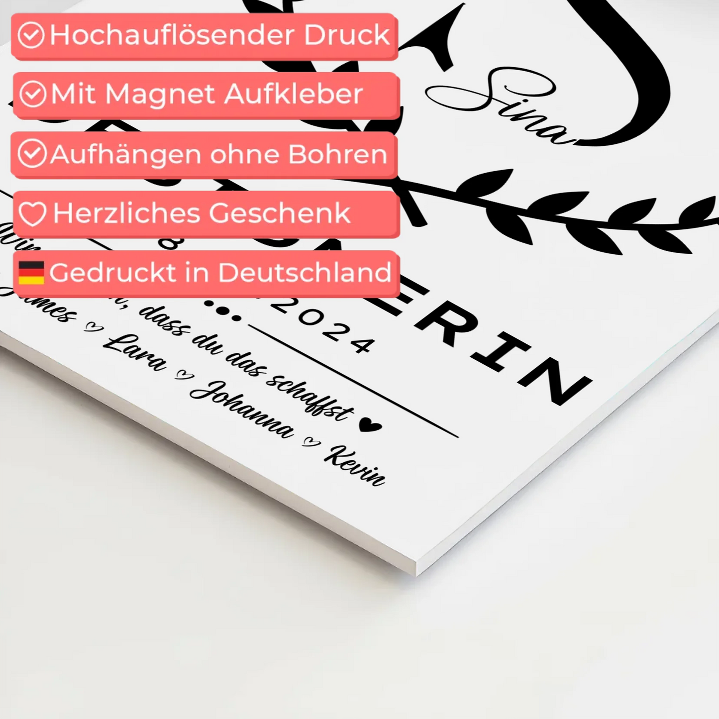 Ausbildungsabschluss Geschenk Designerin Fotoboard Magnetisch