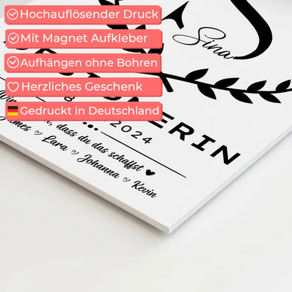 Ausbildungsabschluss Geschenk Designerin Fotoboard Magnetisch