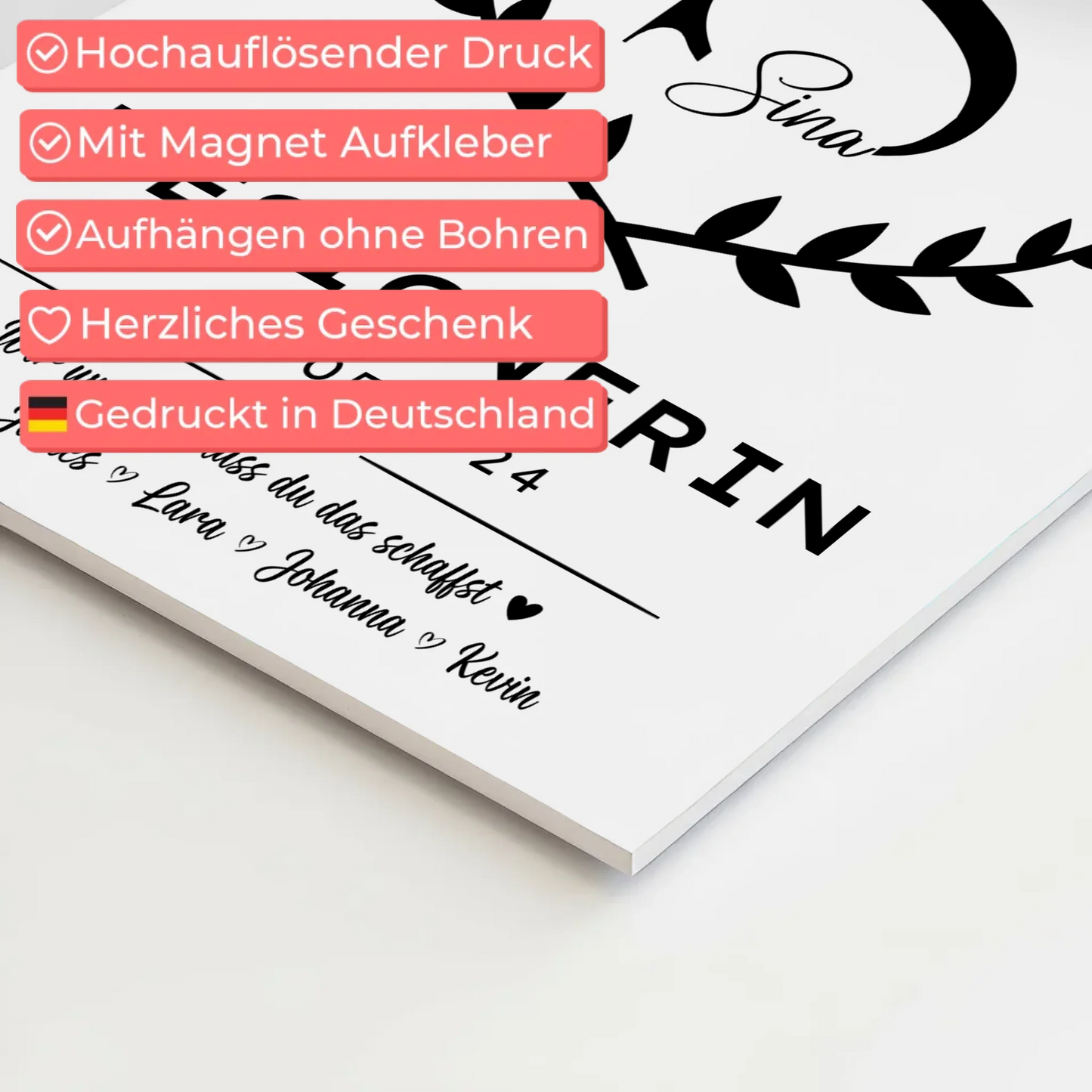 Ausbildungsabschluss Geschenk Designerin Fotoboard Magnetisch