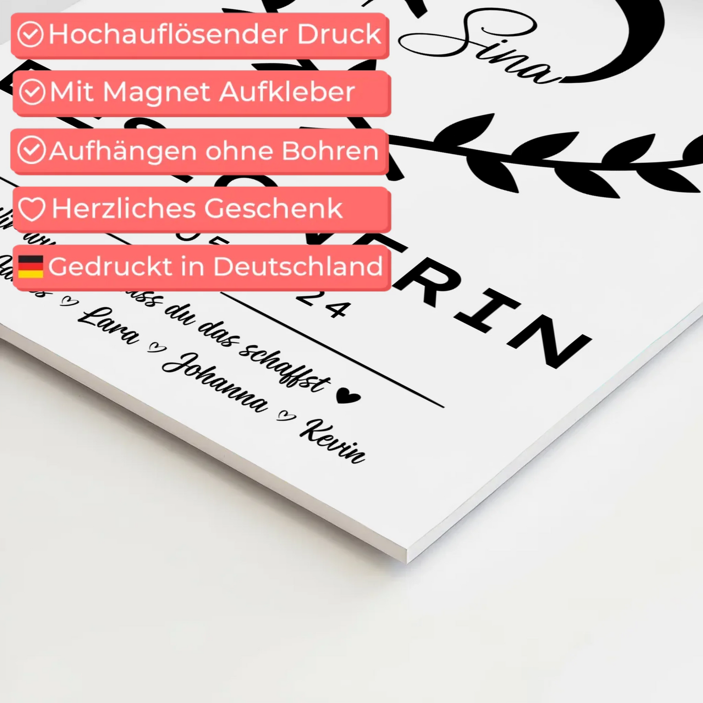 Ausbildungsabschluss Geschenk Designerin Fotoboard Magnetisch