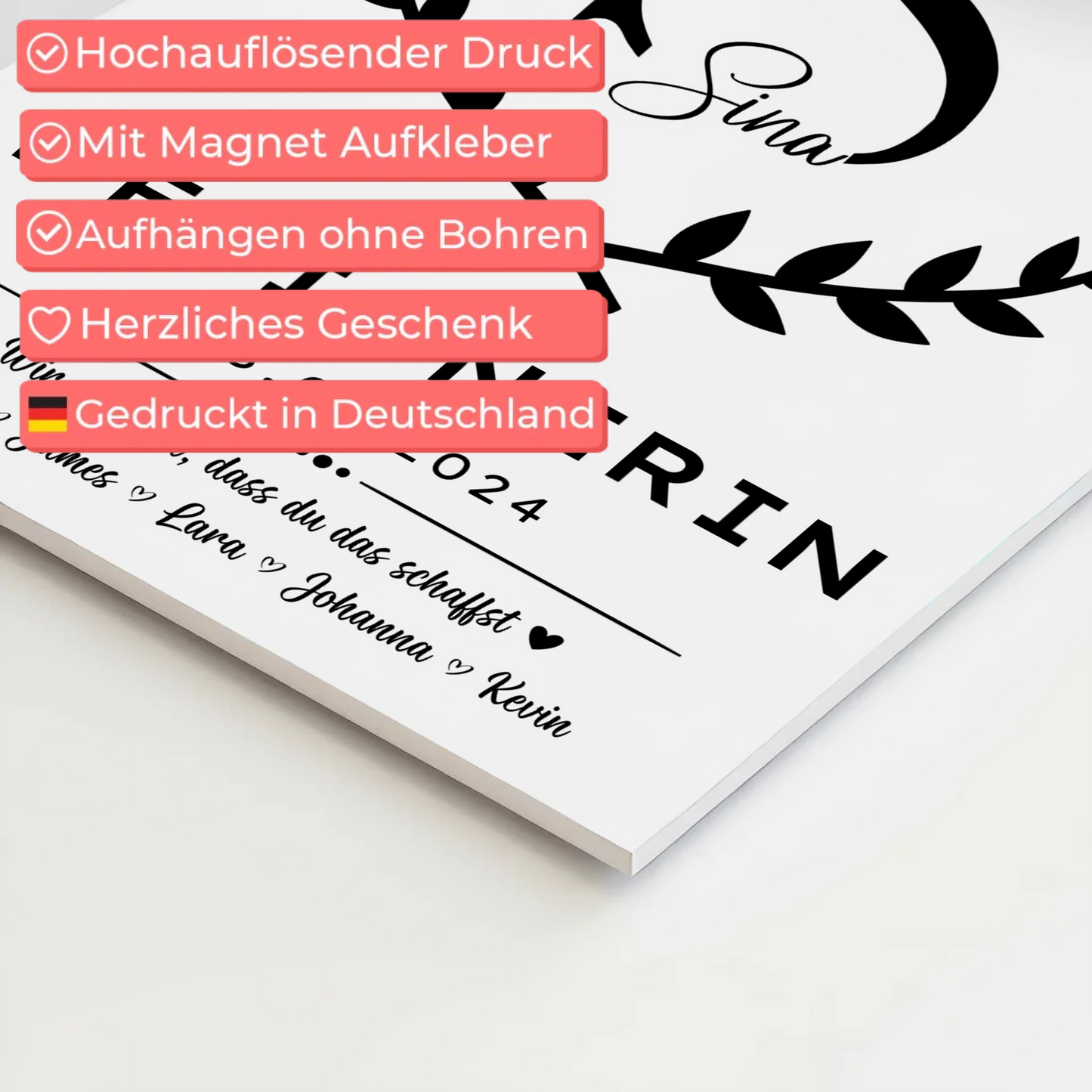 Ausbildungsabschluss Geschenk Designerin Fotoboard Magnetisch