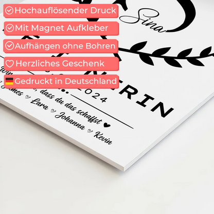 Ausbildungsabschluss Geschenk Designerin Fotoboard Magnetisch