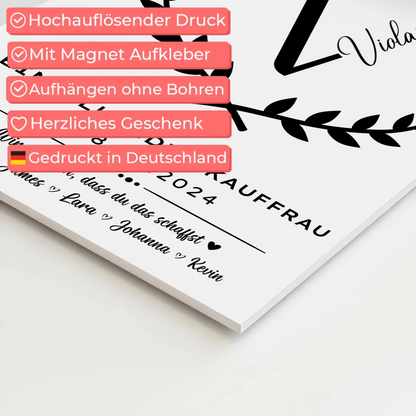 Ausbildungsabschluss Geschenk Einzelhandelskauffrau Fotoboard Magnet Wandbild