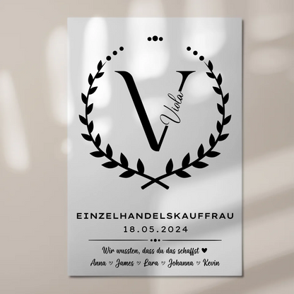 Ausbildungsabschluss Geschenk Einzelhandelskauffrau Fotoboard Magnet Wandbild
