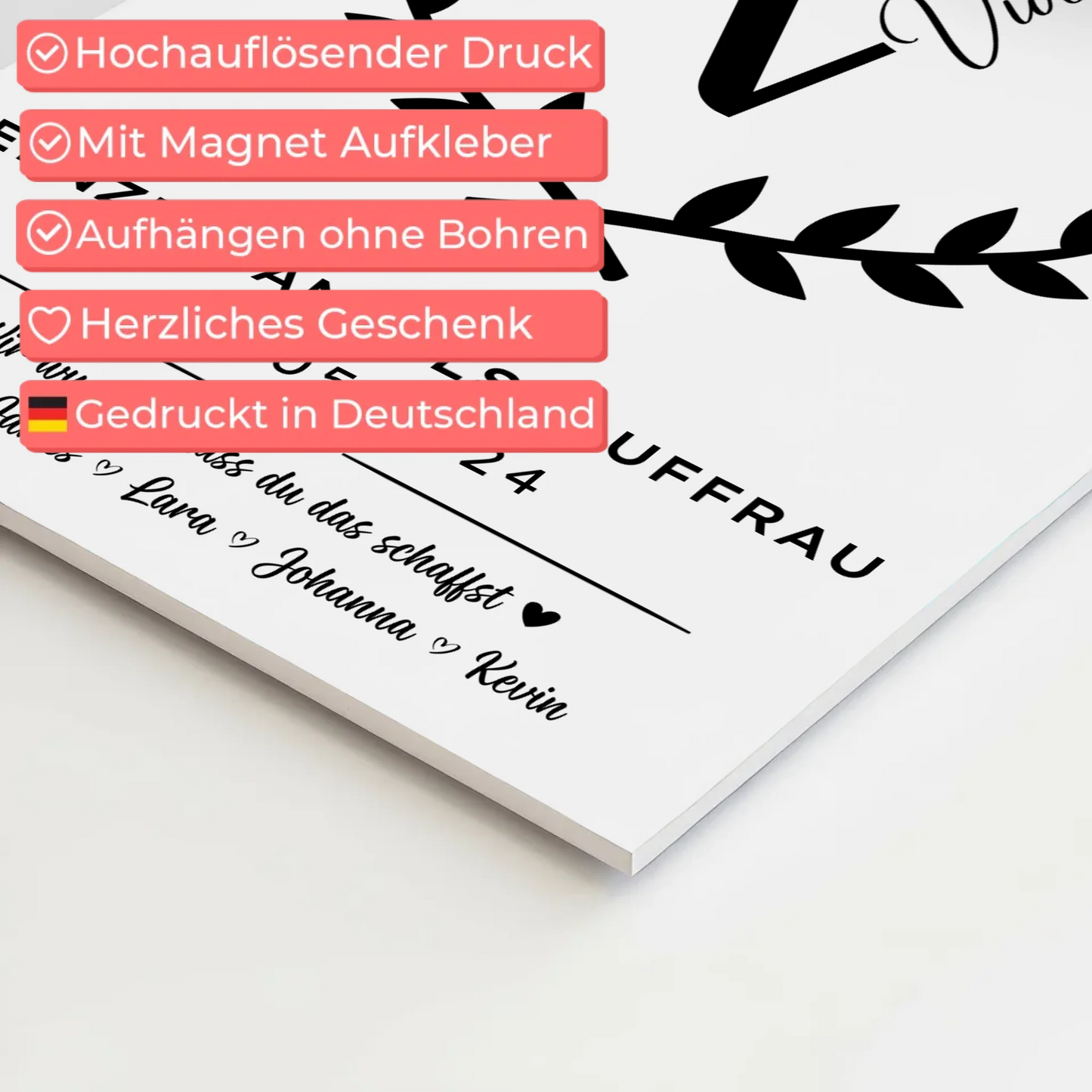 Ausbildungsabschluss Geschenk Einzelhandelskauffrau Fotoboard Magnet Wandbild