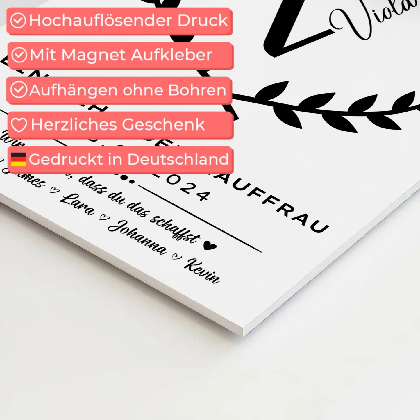 Ausbildungsabschluss Geschenk Einzelhandelskauffrau Fotoboard Magnet Wandbild