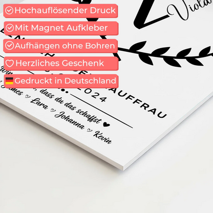 Ausbildungsabschluss Geschenk Einzelhandelskauffrau Fotoboard Magnet Wandbild