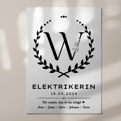 Geschenk Zum Abschluss Ausbildung Elektrikerin Magnet Wandbild Fotoboard