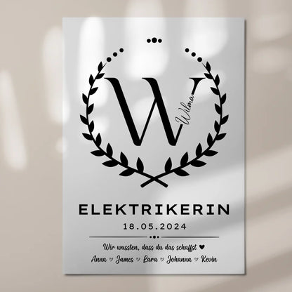 Geschenk Zum Abschluss Ausbildung Elektrikerin Magnet Wandbild Fotoboard