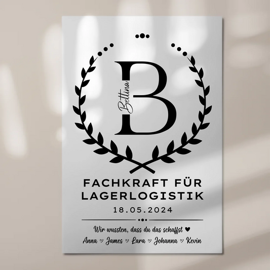 Geschenk Zum Abschluss Ausbildung Fachkraft für Lagerlogistik Fotoboard Magnetisch