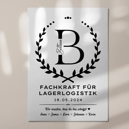 Geschenk Zum Abschluss Ausbildung Fachkraft für Lagerlogistik Fotoboard Magnetisch
