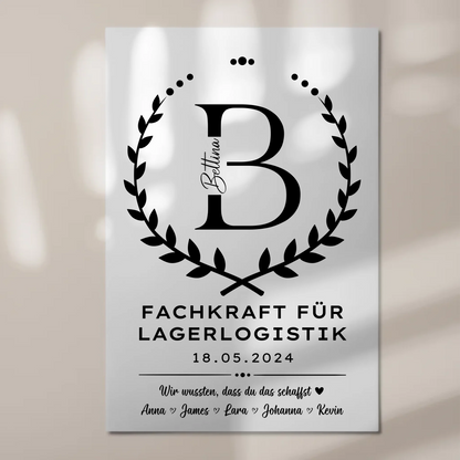 Geschenk Zum Abschluss Ausbildung Fachkraft für Lagerlogistik Fotoboard Magnetisch