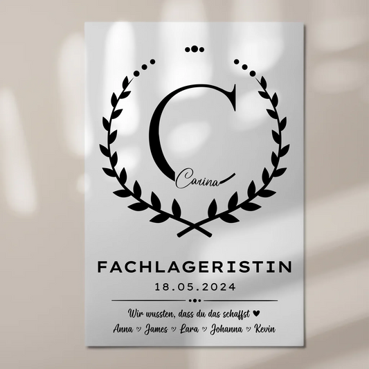 Geschenk Abschluss Ausbildung Fachlageristin Fotoboard Magnet Poster