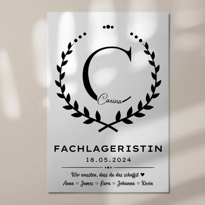 Geschenk Abschluss Ausbildung Fachlageristin Fotoboard Magnet Poster