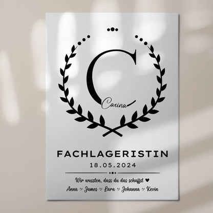Geschenk Abschluss Ausbildung Fachlageristin Fotoboard Magnet Poster