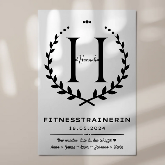 Geschenk Zum Abschluss Ausbildung Fitnesstrainerin Fotoboard Magnet Poster