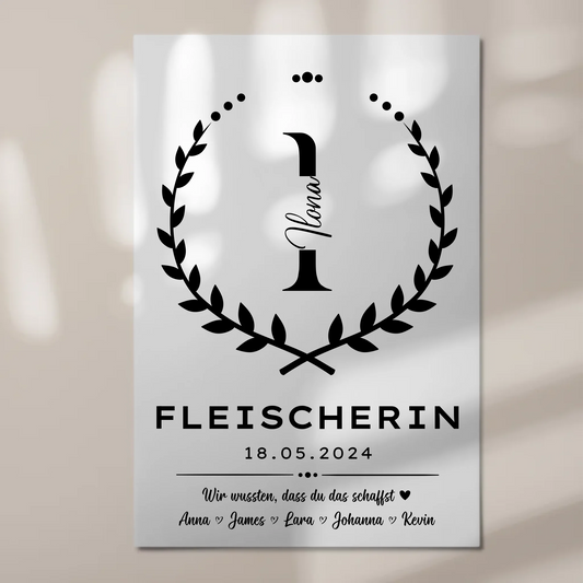 Geschenk Abschluss Ausbildung Fleischerin Fotoboard Magnetisch