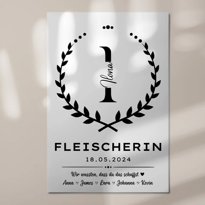 Geschenk Abschluss Ausbildung Fleischerin Fotoboard Magnetisch