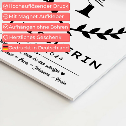 Geschenk Abschluss Ausbildung Fleischerin Fotoboard Magnetisch