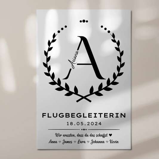 Ausbildungsabschluss Geschenk Flugbegleiterin Fotoboard Magnet Poster