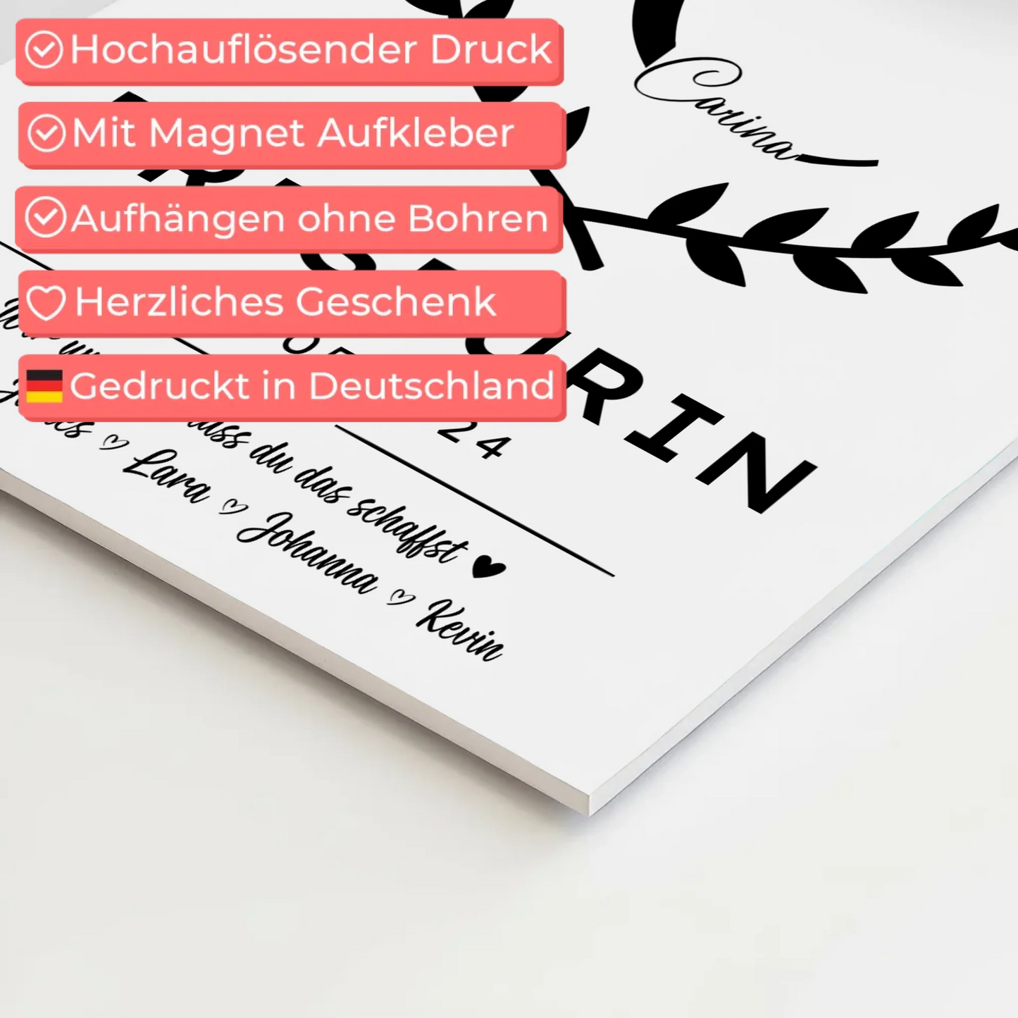 Geschenk Abschluss Ausbildung Friseurin Fotoboard Magnet Wandbild