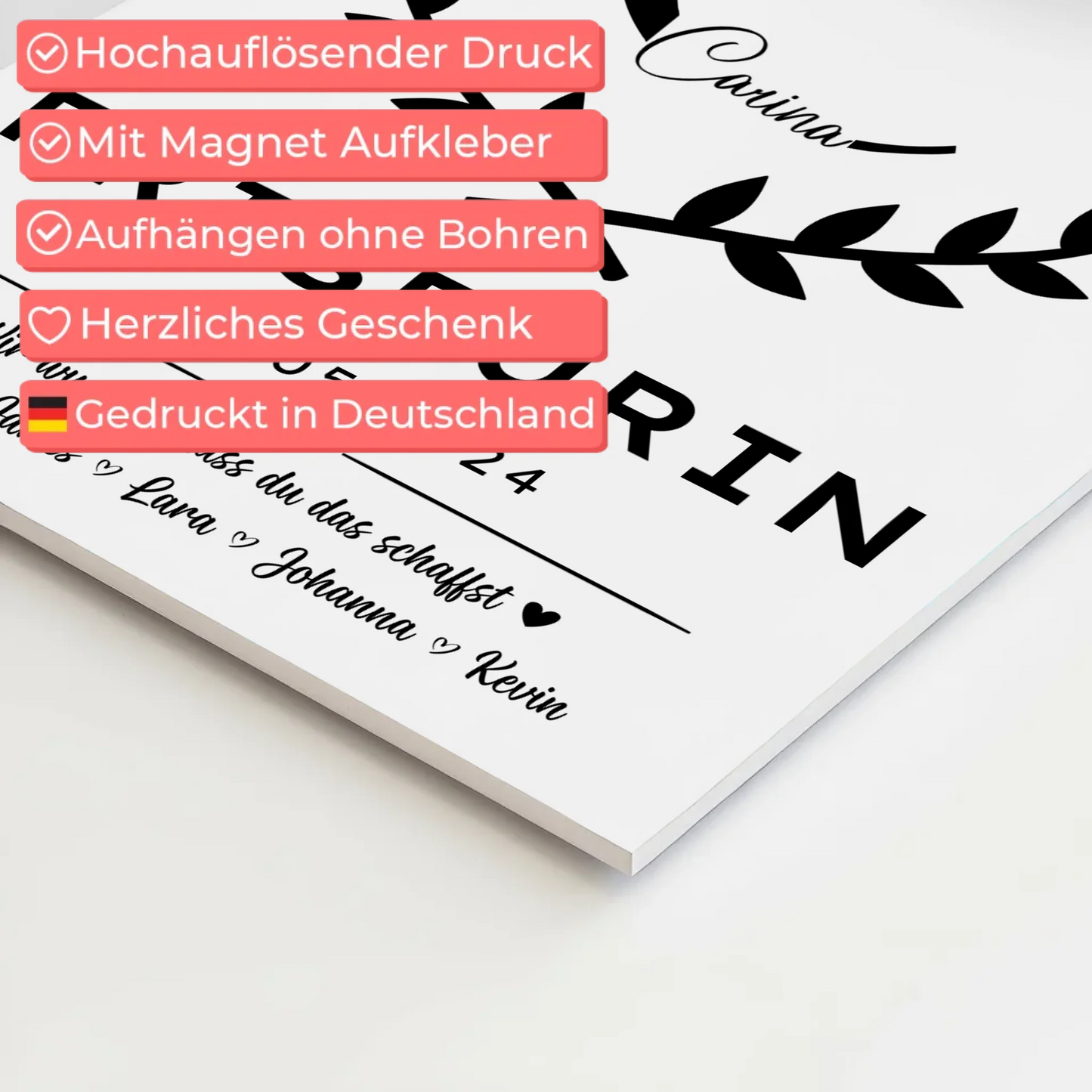 Geschenk Abschluss Ausbildung Friseurin Fotoboard Magnet Wandbild