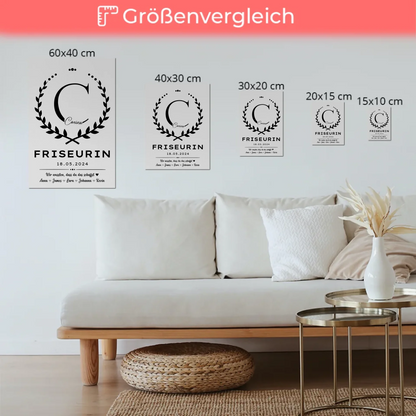Geschenk Abschluss Ausbildung Friseurin Fotoboard Magnet Wandbild
