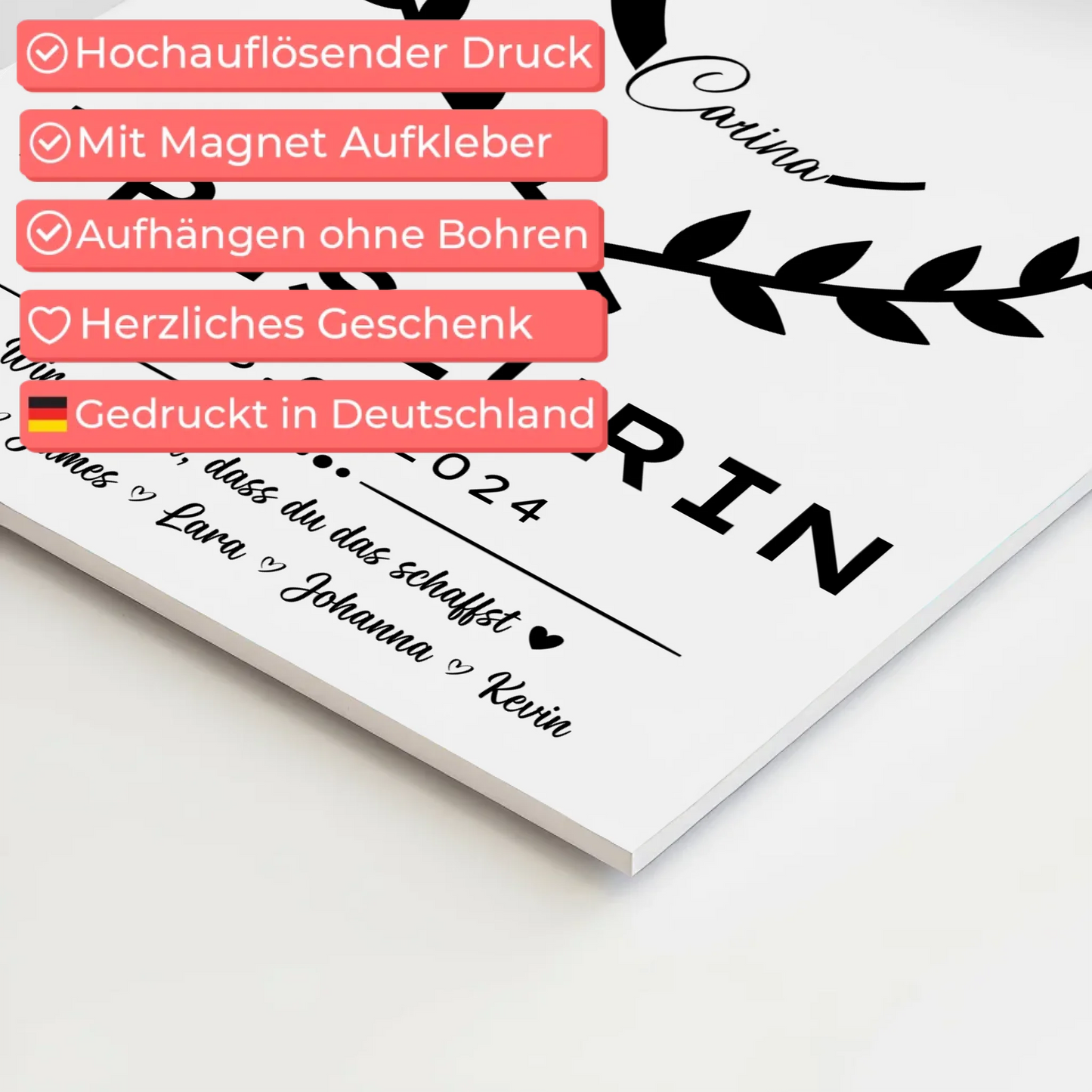 Geschenk Abschluss Ausbildung Friseurin Fotoboard Magnet Wandbild