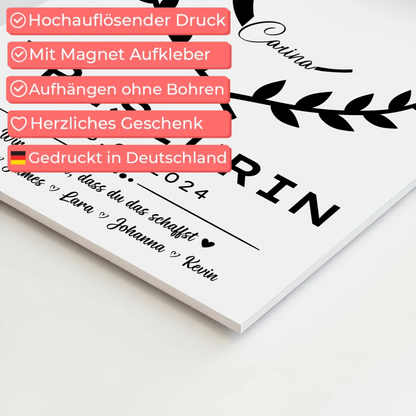 Geschenk Abschluss Ausbildung Friseurin Fotoboard Magnet Wandbild