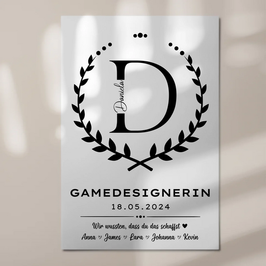 Ausbildungsabschluss Geschenk Gamedesignerin Magnet Wandbild Fotoboard
