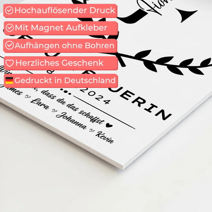 Geschenk Abschluss Ausbildung Gerüstbauerin Fotoboard Magnet Poster