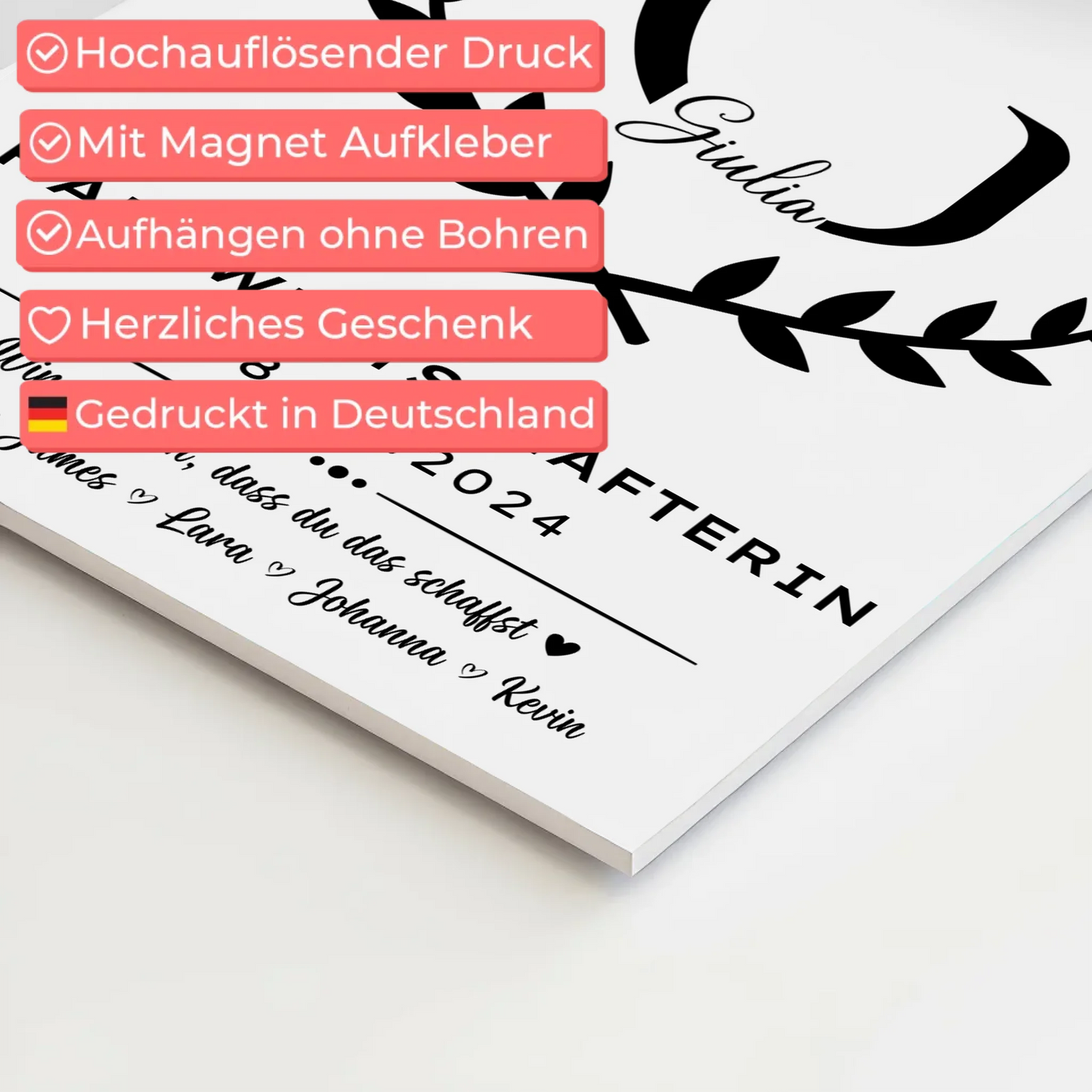 Ausbildungsabschluss Geschenk Hauswirtschafterin Fotoboard Magnetisch