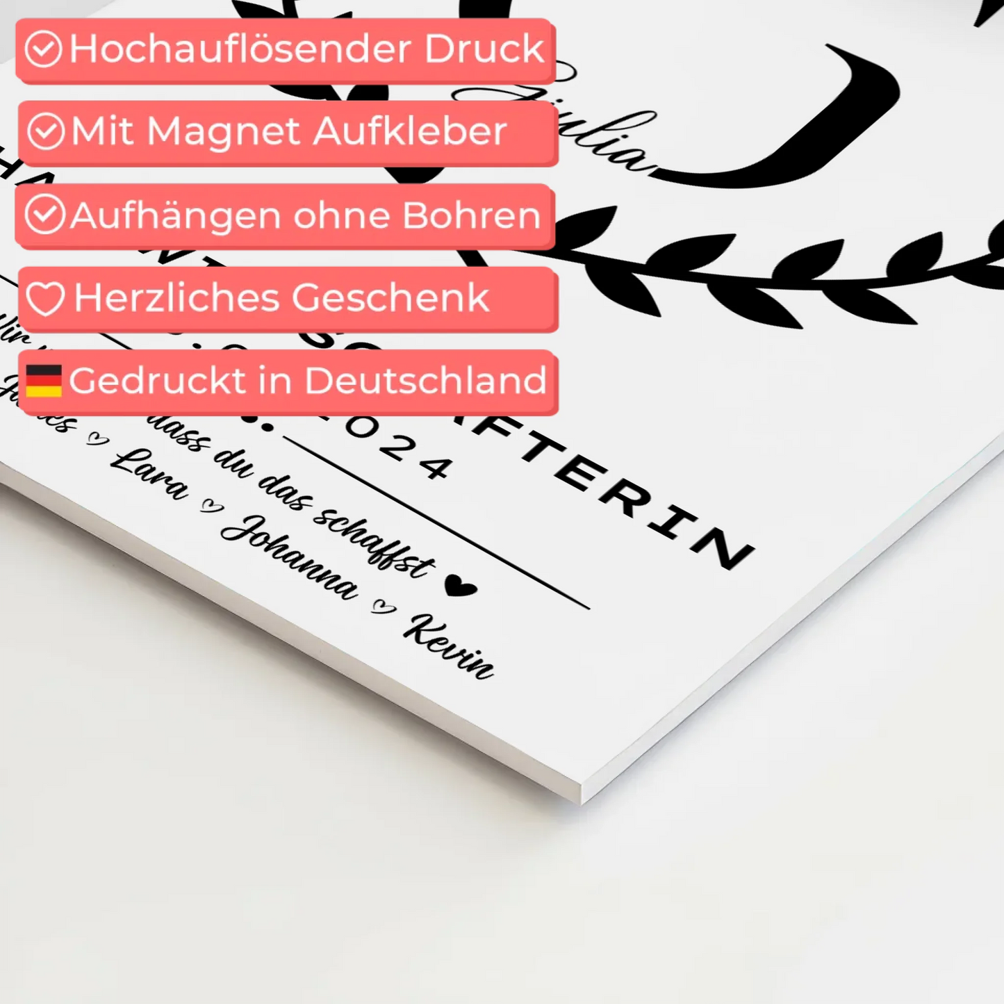 Ausbildungsabschluss Geschenk Hauswirtschafterin Fotoboard Magnetisch