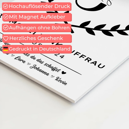 Ausbildungsabschluss Geschenk Immobilienkauffrau Fotoboard Magnet Wandbild