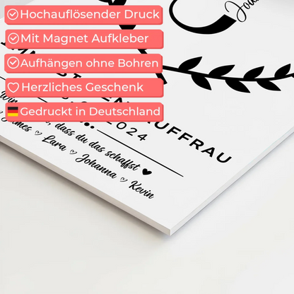 Ausbildungsabschluss Geschenk Immobilienkauffrau Fotoboard Magnet Wandbild