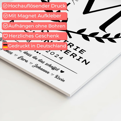 Ausbildungsabschluss Geschenk Industriemechanikerin Fotoboard Magnet Poster