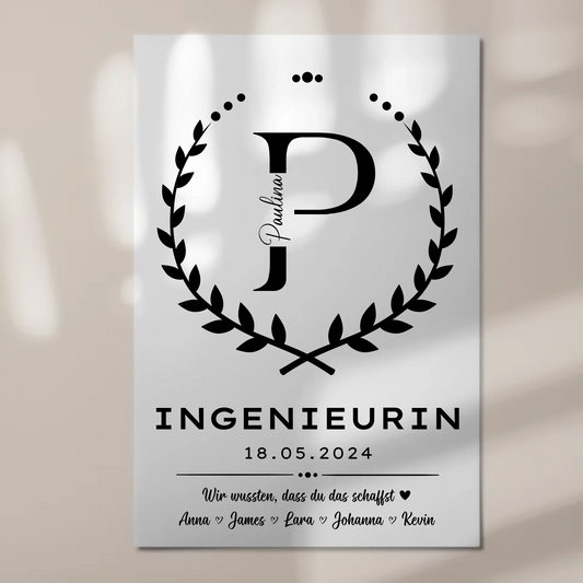 Geschenk Abschluss Ausbildung Ingenieurin Fotoboard Magnet Poster