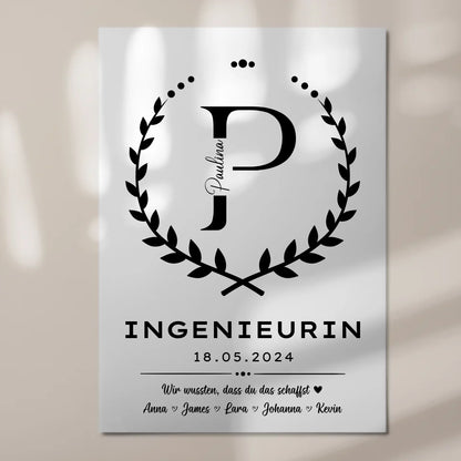 Geschenk Abschluss Ausbildung Ingenieurin Fotoboard Magnet Poster