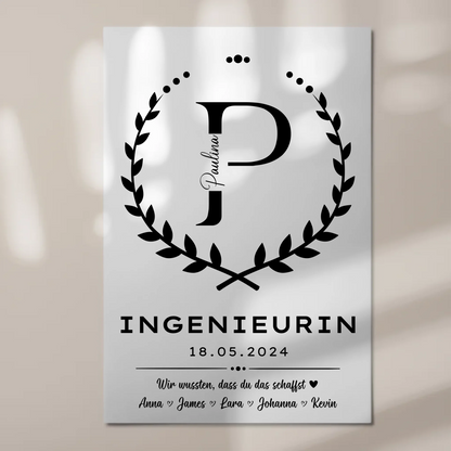 Geschenk Abschluss Ausbildung Ingenieurin Fotoboard Magnet Poster