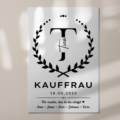 Geschenk Abschluss Ausbildung Kauffrau Magnet Wandbild Fotoboard