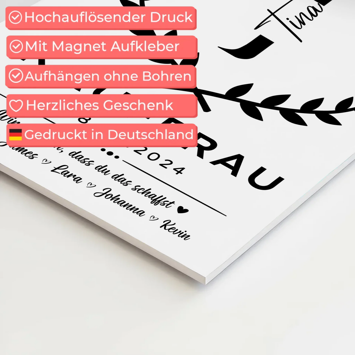 Geschenk Abschluss Ausbildung Kauffrau Magnet Wandbild Fotoboard