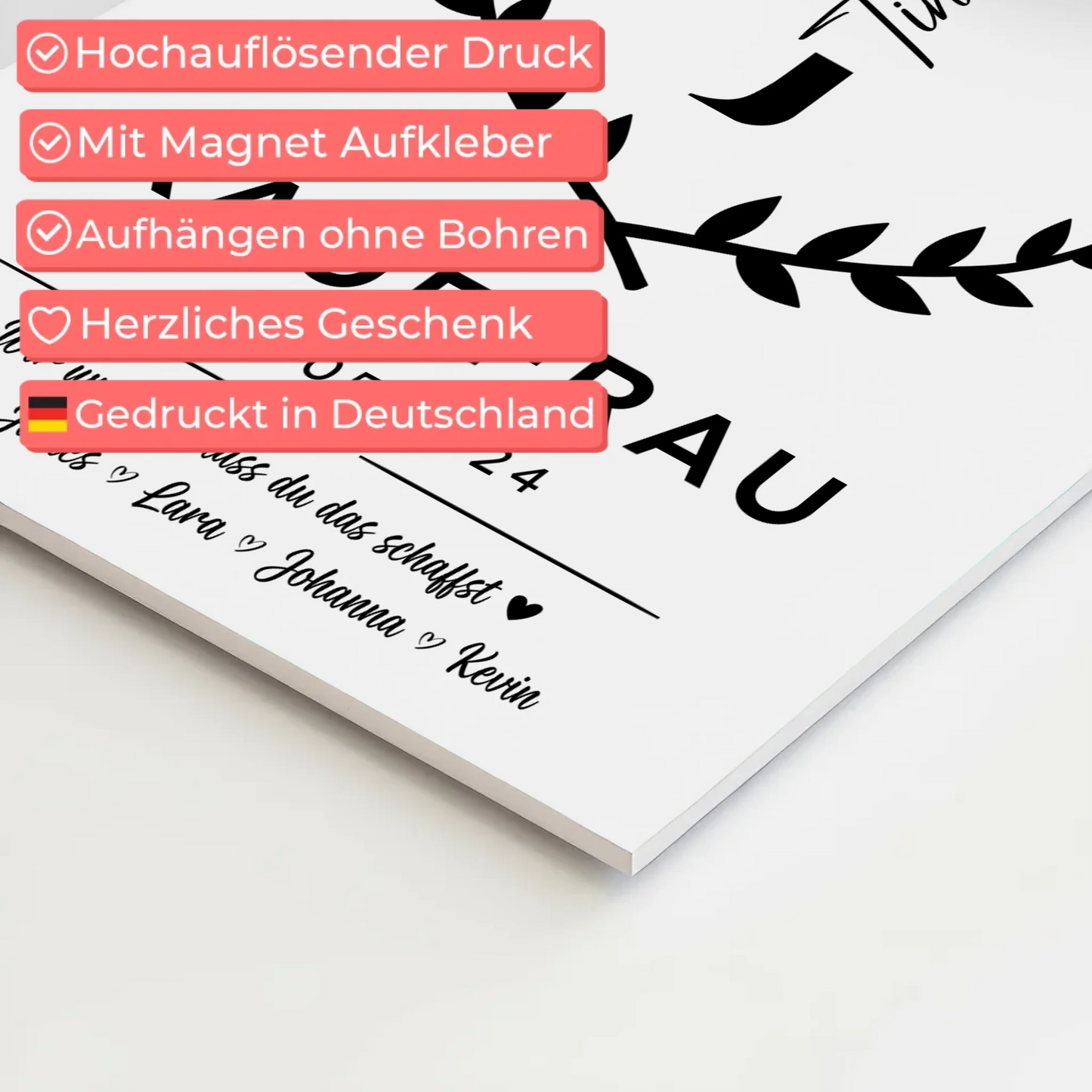 Geschenk Abschluss Ausbildung Kauffrau Magnet Wandbild Fotoboard