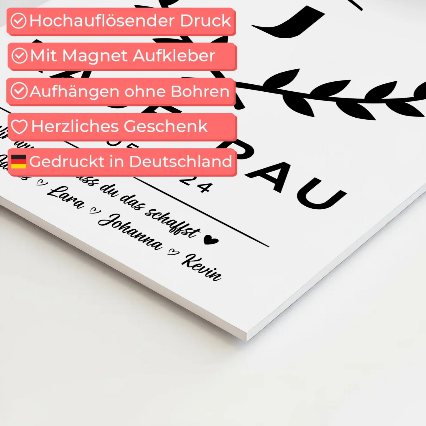 Geschenk Abschluss Ausbildung Kauffrau Magnet Wandbild Fotoboard