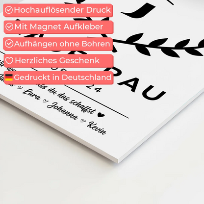 Geschenk Abschluss Ausbildung Kauffrau Magnet Wandbild Fotoboard