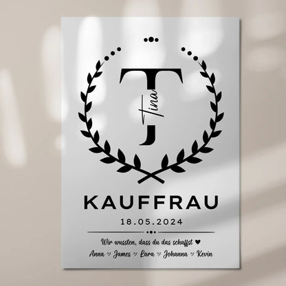 Geschenk Abschluss Ausbildung Kauffrau Magnet Wandbild Fotoboard