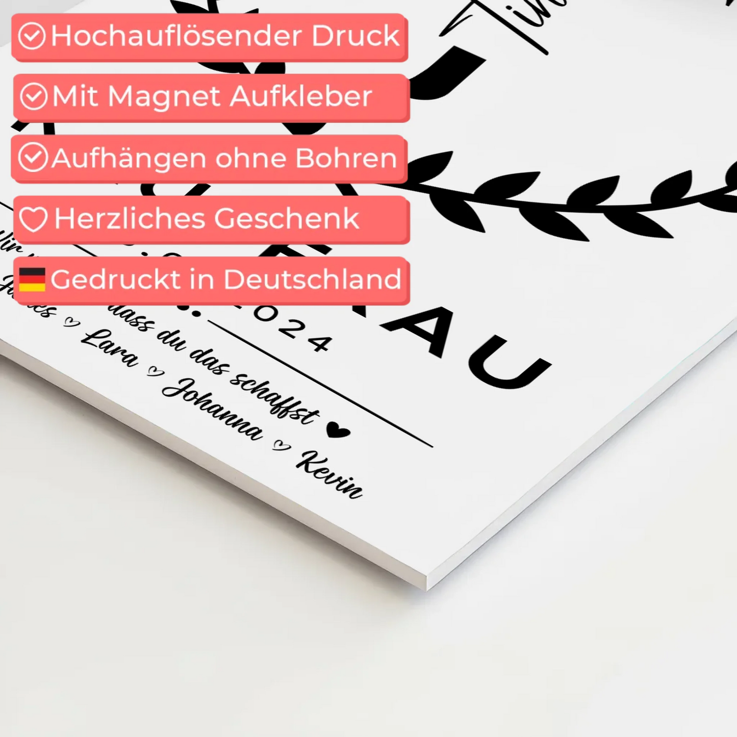 Geschenk Abschluss Ausbildung Kauffrau Magnet Wandbild Fotoboard