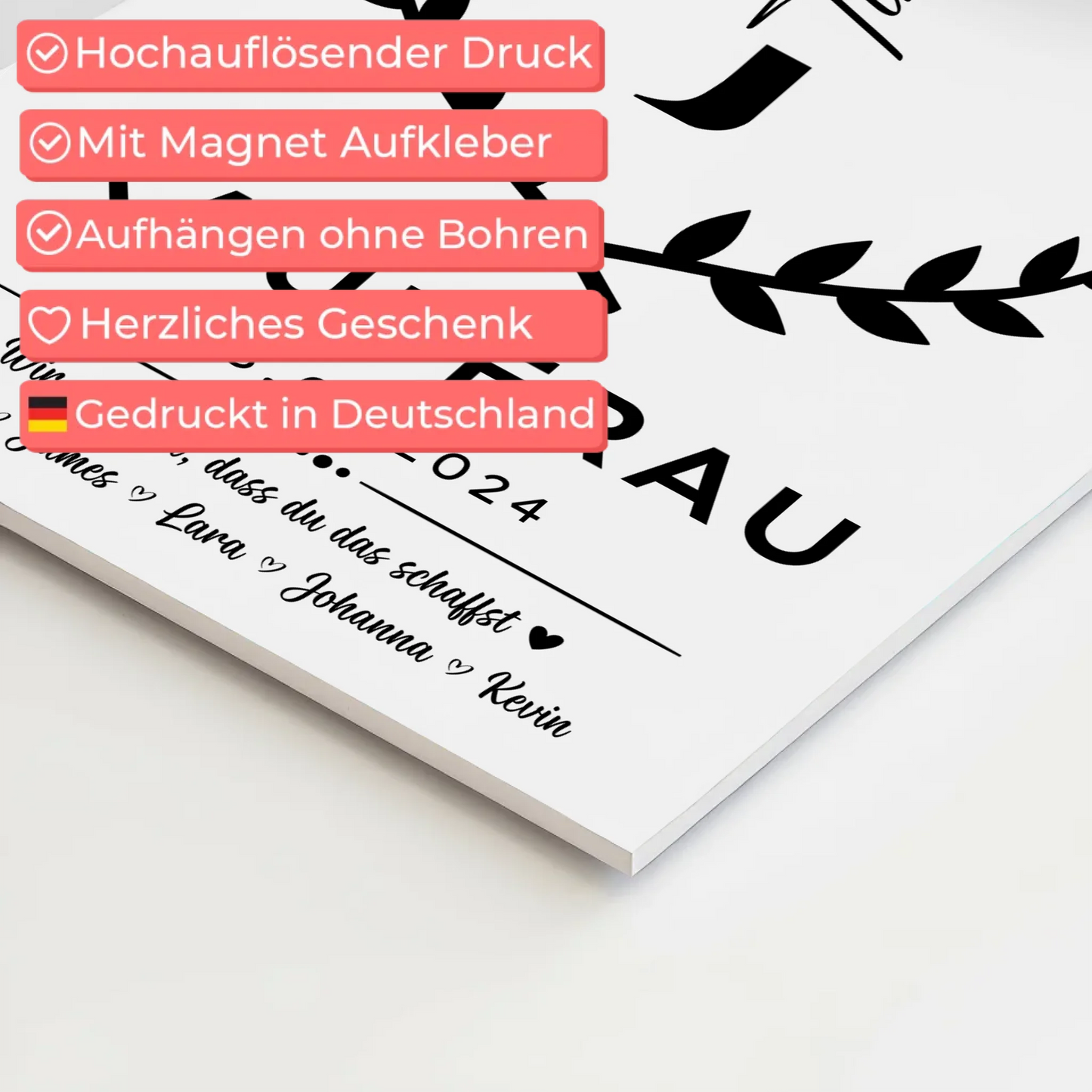 Geschenk Abschluss Ausbildung Kauffrau Magnet Wandbild Fotoboard