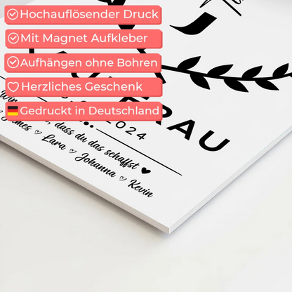 Geschenk Abschluss Ausbildung Kauffrau Magnet Wandbild Fotoboard