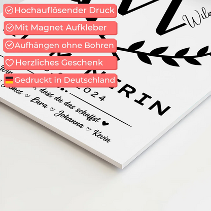 Geschenk Abschluss Ausbildung Klempnerin Fotoboard Magnetisch